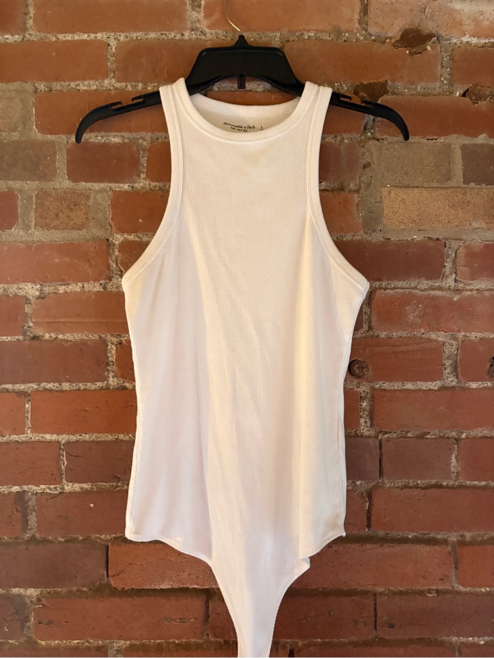 Abercrombie White Ribbed Sleeveless Bodysuit Tank Top